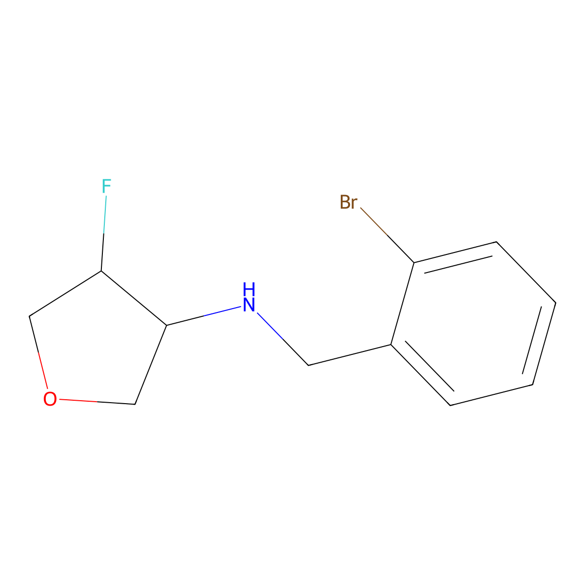 N-[(2-bromophenyl)methyl]-4-fluorooxolan-3-amine molecular structure, CAS 2201777-20-8