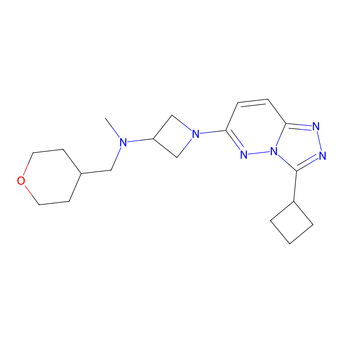1-{3-cyclobutyl-[1,2,4]triazolo[4,3-b]pyridazin-6-yl}-N-methyl-N-[(oxan-4-yl)methyl]azetidin-3-amine molecular structure, CAS 2201778-14-3