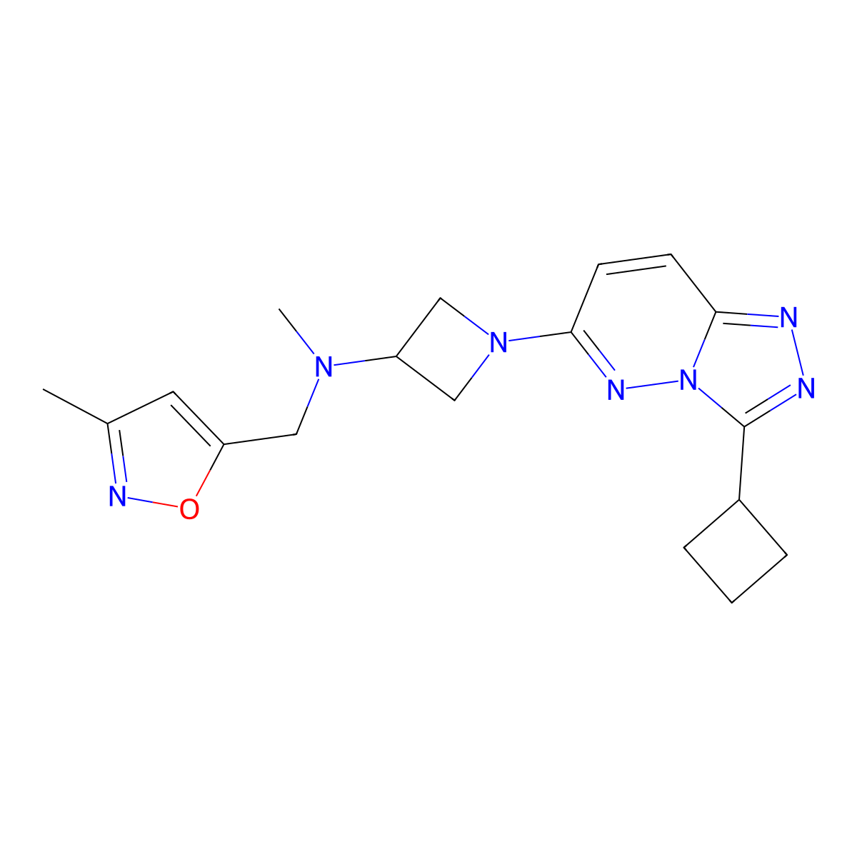 1-{3-cyclobutyl-[1,2,4]triazolo[4,3-b]pyridazin-6-yl}-N-methyl-N-[(3-methyl-1,2-oxazol-5-yl)methyl]azetidin-3-amine molecular structure, CAS 2201779-59-9