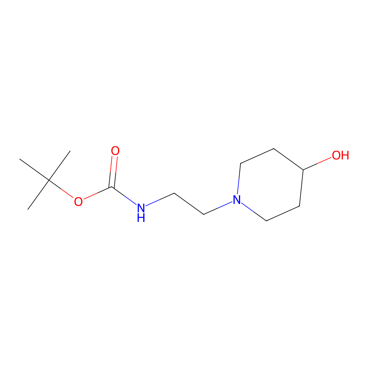 Tert-butyl 2-(4-hydroxypiperidin-1-yl)ethylcarbamate molecular structure, CAS 220178-83-6