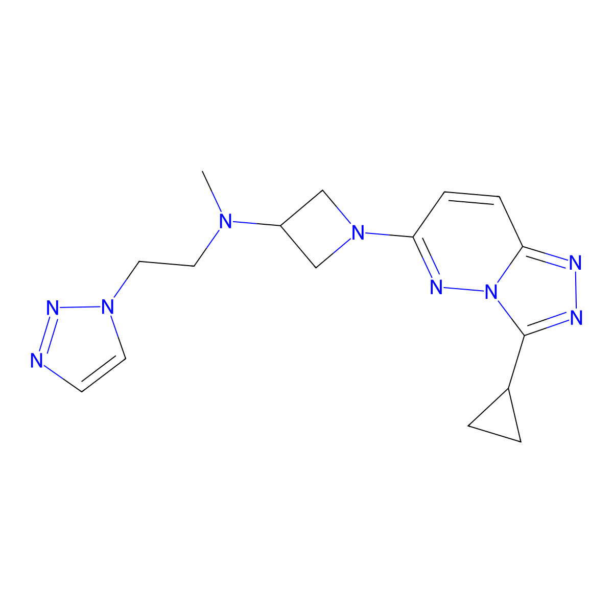 1-{3-cyclopropyl-[1,2,4]triazolo[4,3-b]pyridazin-6-yl}-N-methyl-N-[2-(1H-1,2,3-triazol-1-yl)ethyl]azetidin-3-amine molecular structure, CAS 2201781-56-6