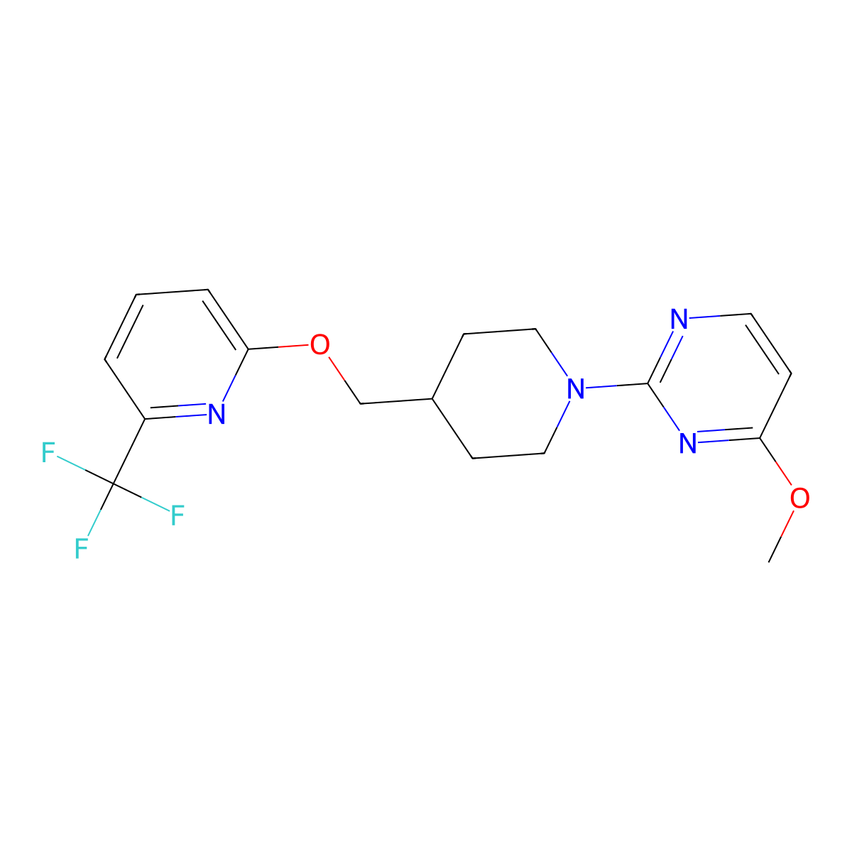 4-Methoxy-2-[4-({[6-(trifluoromethyl)pyridin-2-yl]oxy}methyl)piperidin-1-yl]pyrimidine molecular structure, CAS 2201782-91-2