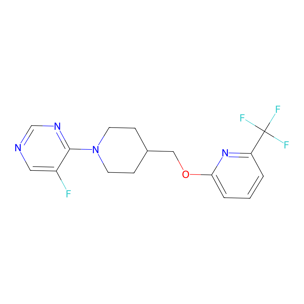 5-Fluoro-4-[4-({[6-(trifluoromethyl)pyridin-2-yl]oxy}methyl)piperidin-1-yl]pyrimidine molecular structure, CAS 2201783-34-6