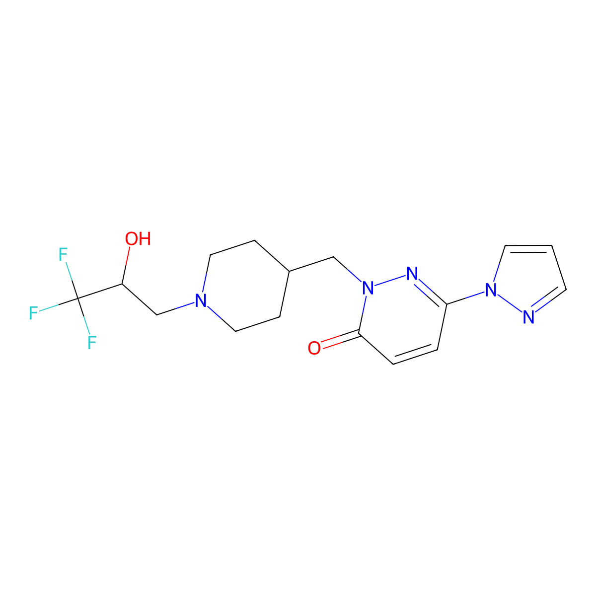 6-(1H-pyrazol-1-yl)-2-{[1-(3,3,3-trifluoro-2-hydroxypropyl)piperidin-4-yl]methyl}-2,3-dihydropyridazin-3-one molecular structure, CAS 2201784-63-4