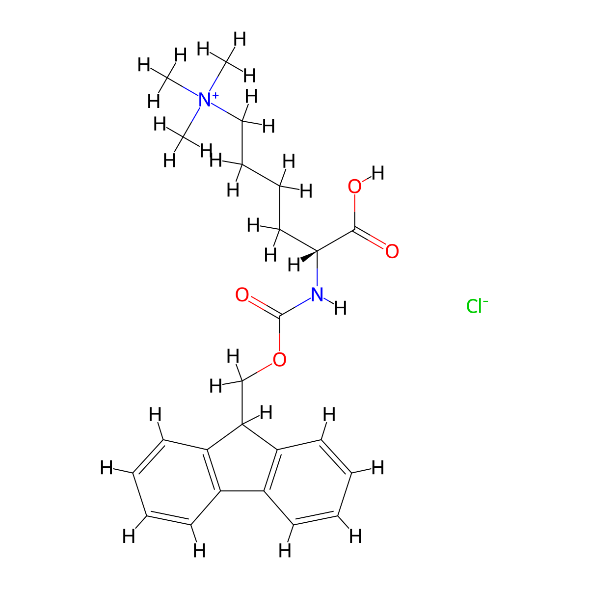 (R)-5-((((9H-Fluoren-9-yl)methoxy)carbonyl)amino)-5-carboxy-N,N,N-trimethylpentan-1-aminium chloride molecular structure, CAS 2201804-82-0