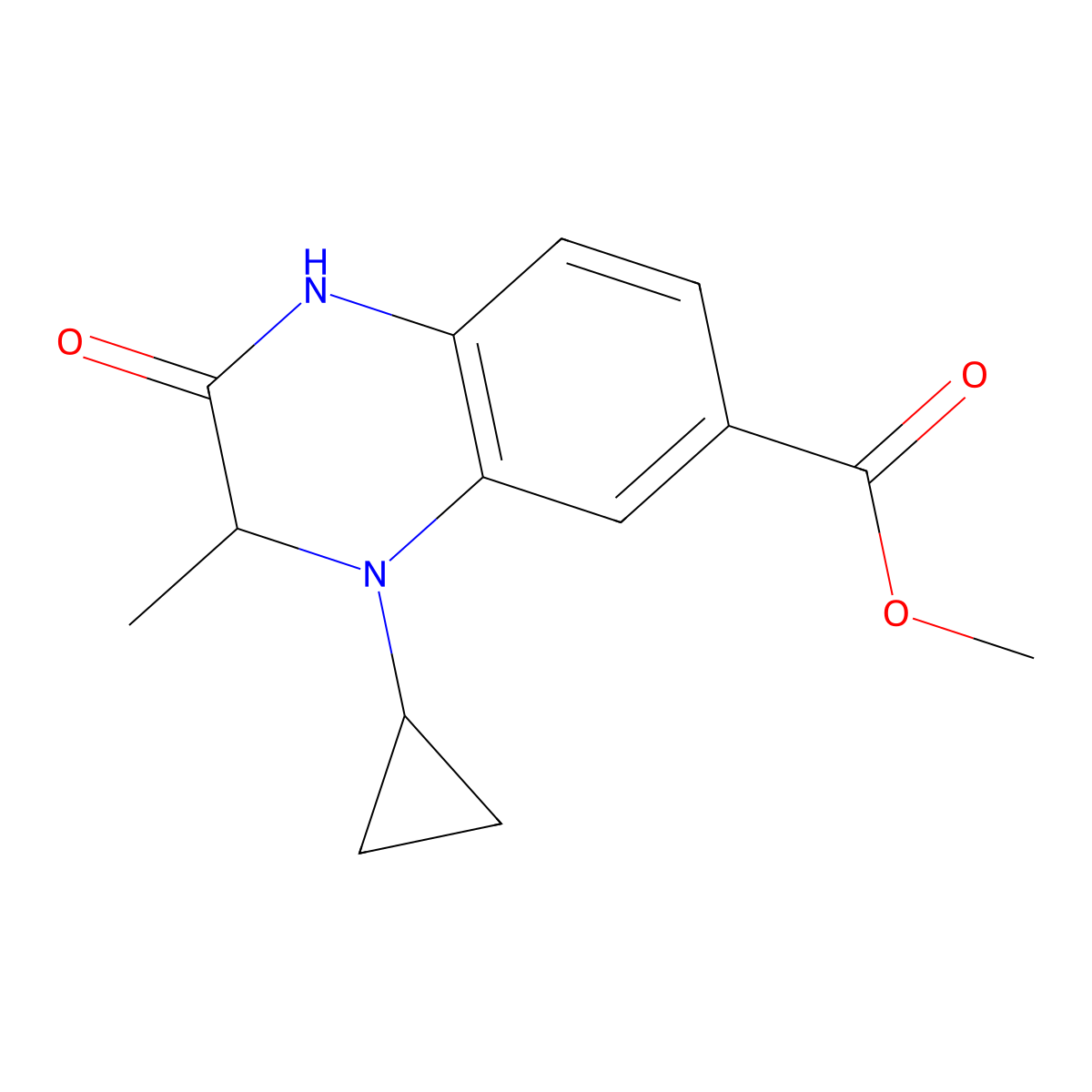 Methyl 4-Cyclopropyl-3-methyl-2-oxo-1,2,3,4-tetrahydroquinoxaline-6-carboxylate molecular structure, CAS 2201816-81-9