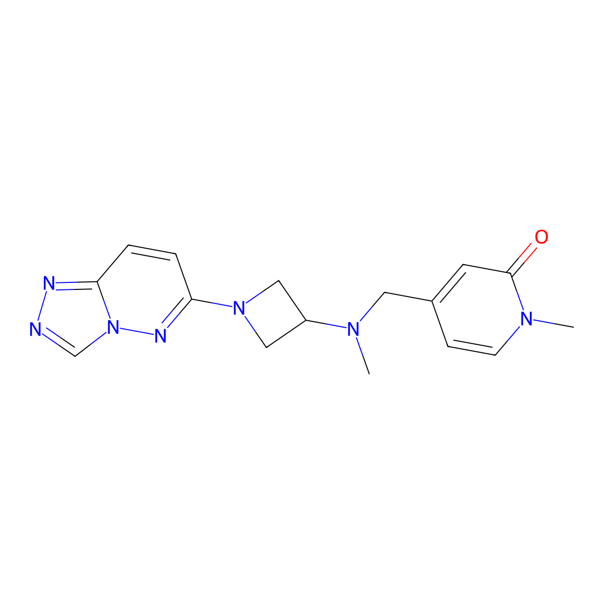 1-Methyl-4-{[methyl(1-{[1,2,4]triazolo[4,3-b]pyridazin-6-yl}azetidin-3-yl)amino]methyl}-1,2-dihydropyridin-2-one molecular structure, CAS 2201819-88-5