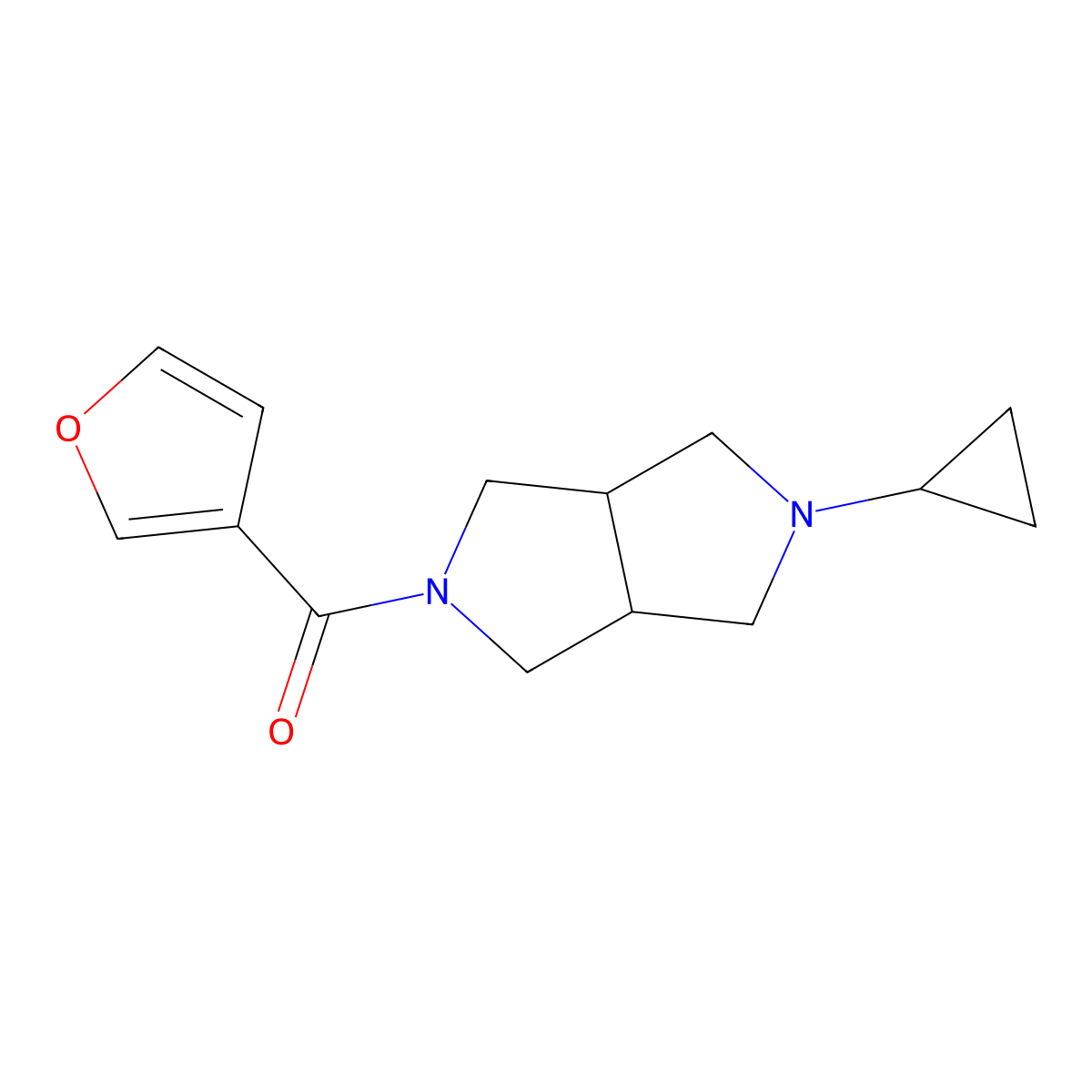 2-Cyclopropyl-5-(furan-3-carbonyl)-octahydropyrrolo[3,4-c]pyrrole molecular structure, CAS 2201824-15-7