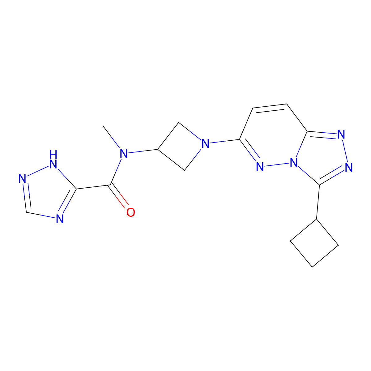 N-(1-{3-cyclobutyl-[1,2,4]triazolo[4,3-b]pyridazin-6-yl}azetidin-3-yl)-N-methyl-1H-1,2,4-triazole-5-carboxamide molecular structure, CAS 2201824-79-3