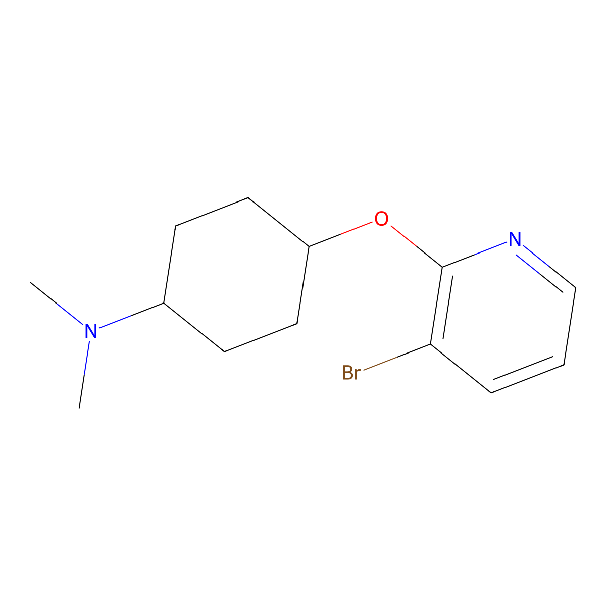 4-[(3-bromopyridin-2-yl)oxy]-N,N-dimethylcyclohexan-1-amine molecular structure, CAS 2201828-91-1