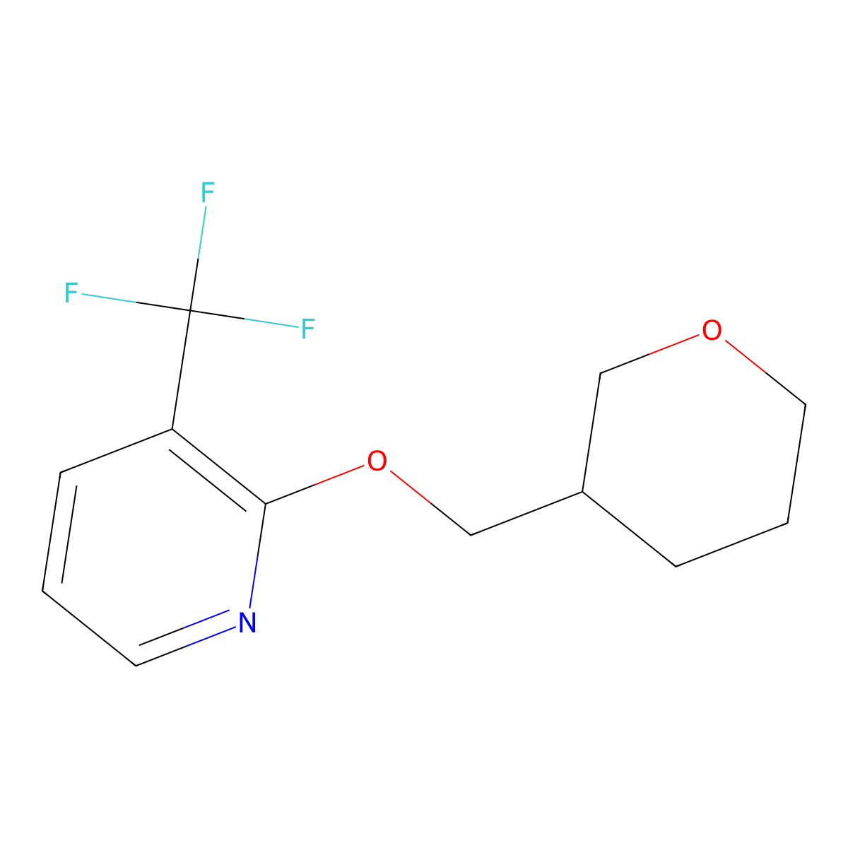 2-[(Oxan-3-yl)methoxy]-3-(trifluoromethyl)pyridine molecular structure, CAS 2201829-17-4