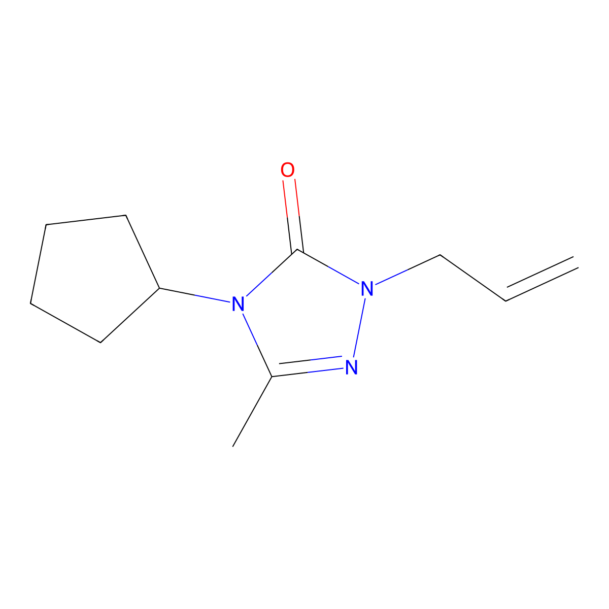 4-cyclopentyl-3-methyl-1-(prop-2-en-1-yl)-4,5-dihydro-1H-1,2,4-triazol-5-one molecular structure, CAS 2201829-27-6