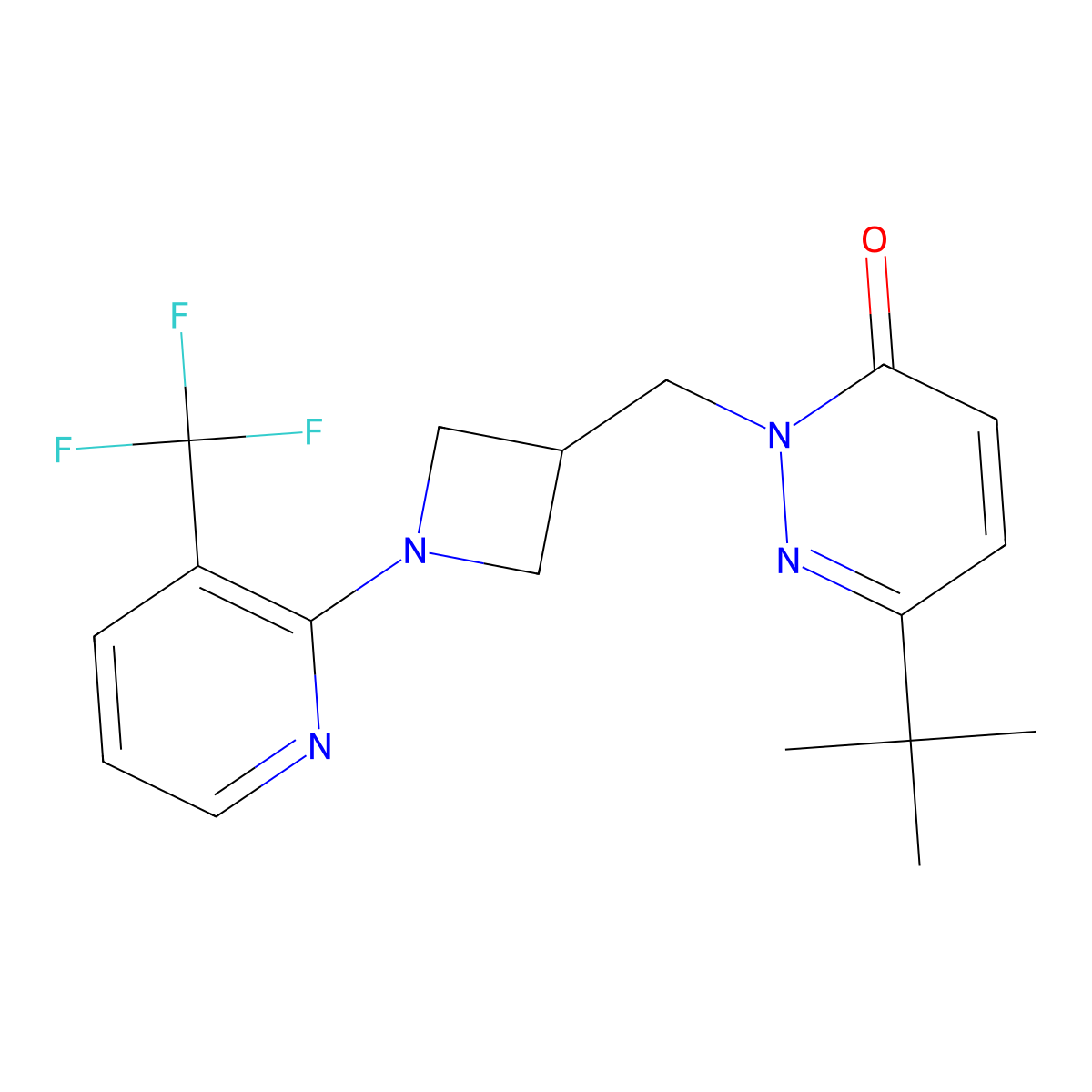 6-Tert-butyl-2-({1-[3-(trifluoromethyl)pyridin-2-yl]azetidin-3-yl}methyl)-2,3-dihydropyridazin-3-one molecular structure, CAS 2201829-61-8