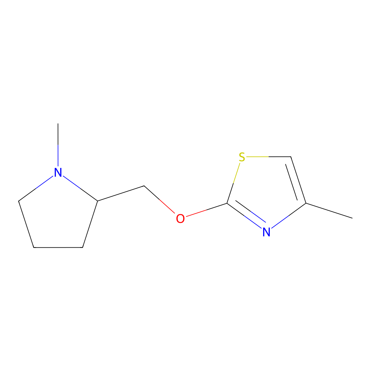 4-Methyl-2-[(1-methylpyrrolidin-2-yl)methoxy]-1,3-thiazole molecular structure, CAS 2201871-00-1