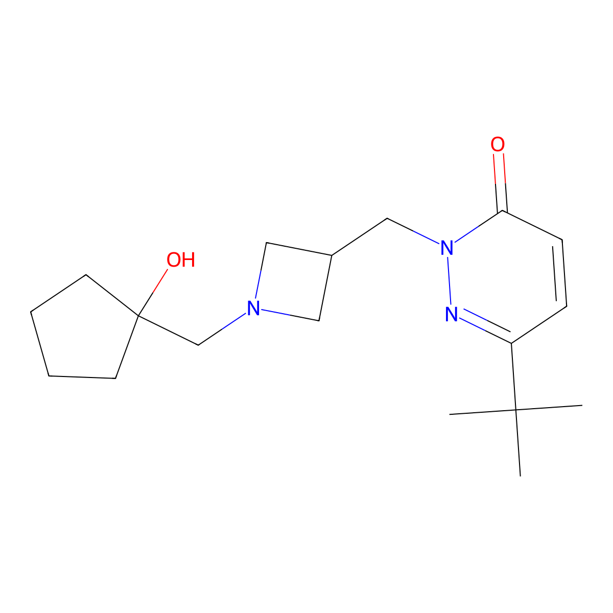 6-Tert-butyl-2-({1-[(1-hydroxycyclopentyl)methyl]azetidin-3-yl}methyl)-2,3-dihydropyridazin-3-one molecular structure, CAS 2201871-55-6