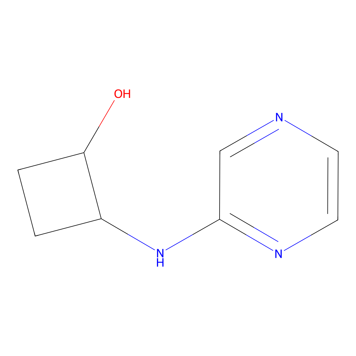 2-[(Pyrazin-2-yl)amino]cyclobutan-1-ol molecular structure, CAS 2201872-58-2