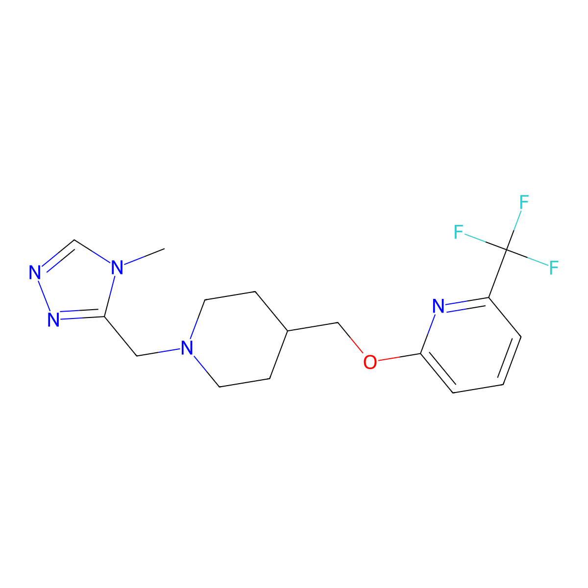 2-({1-[(4-methyl-4H-1,2,4-triazol-3-yl)methyl]piperidin-4-yl}methoxy)-6-(trifluoromethyl)pyridine molecular structure, CAS 2201874-66-8