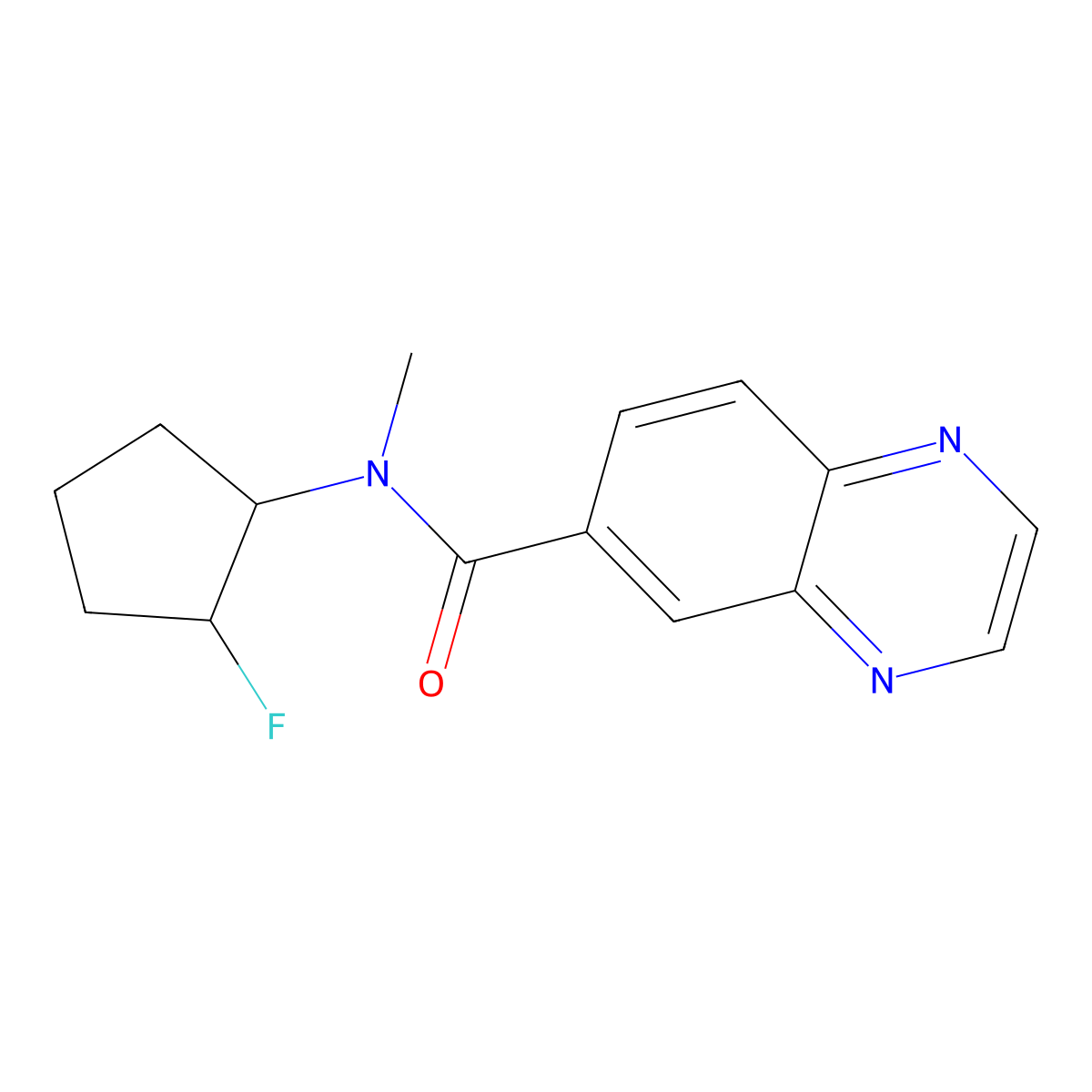 N-(2-fluorocyclopentyl)-N-methylquinoxaline-6-carboxamide molecular structure, CAS 2201878-05-7