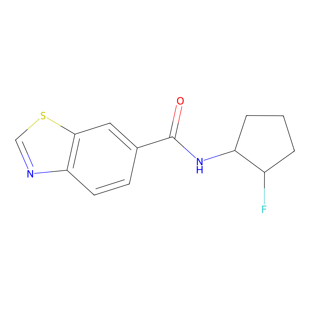 N-(2-fluorocyclopentyl)-1,3-benzothiazole-6-carboxamide molecular structure, CAS 2201878-88-6