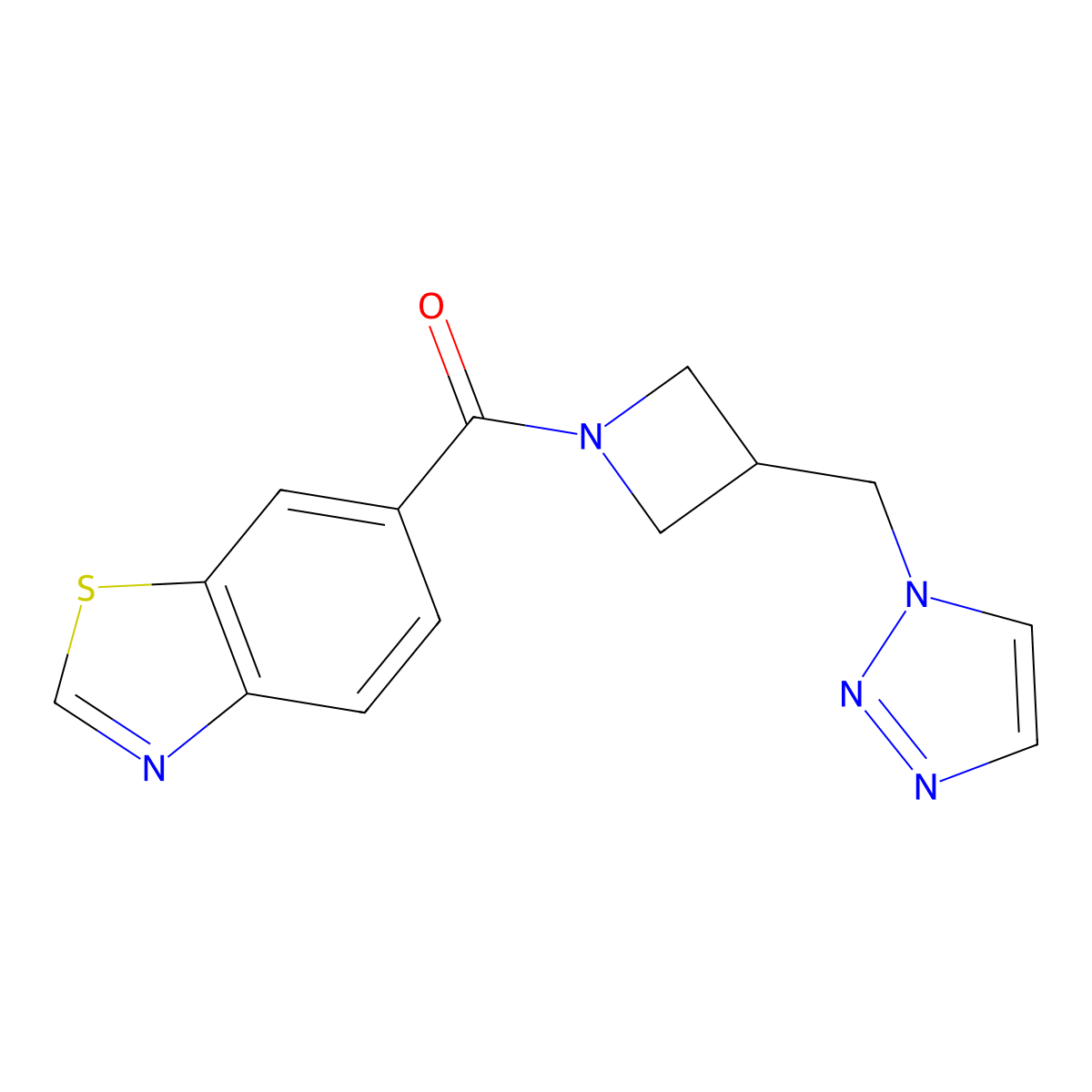 6-{3-[(1H-1,2,3-triazol-1-yl)methyl]azetidine-1-carbonyl}-1,3-benzothiazole molecular structure, CAS 2201887-89-8