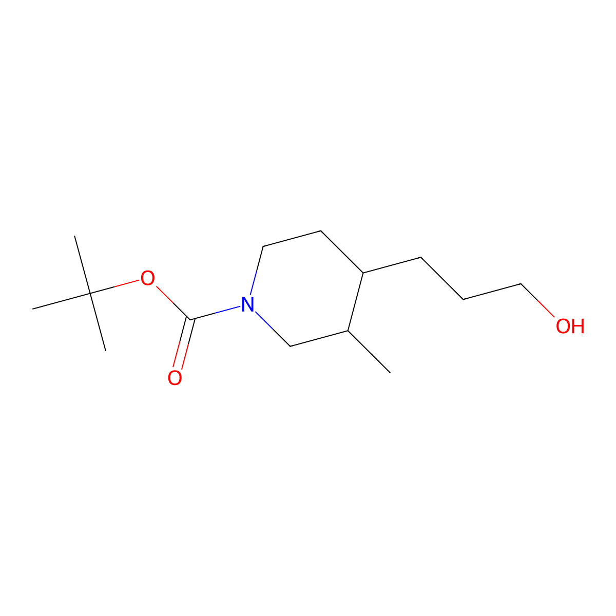 Tert-butyl 4-(3-hydroxypropyl)-3-methylpiperidine-1-carboxylate molecular structure, CAS 2201909-42-2