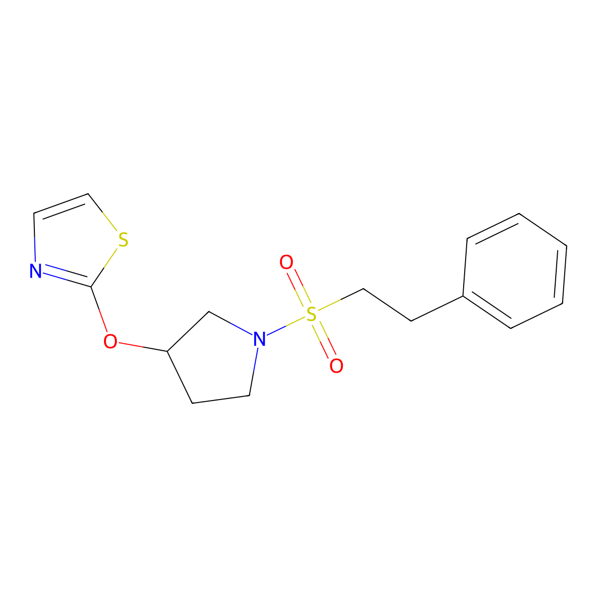 2-((1-(Phenethylsulfonyl)pyrrolidin-3-yl)oxy)thiazole molecular structure, CAS 2201944-16-1