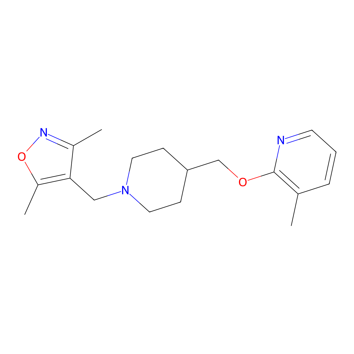 2-({1-[(3,5-Dimethyl-1,2-oxazol-4-yl)methyl]piperidin-4-yl}methoxy)-3-methylpyridine molecular structure, CAS 2201944-18-3