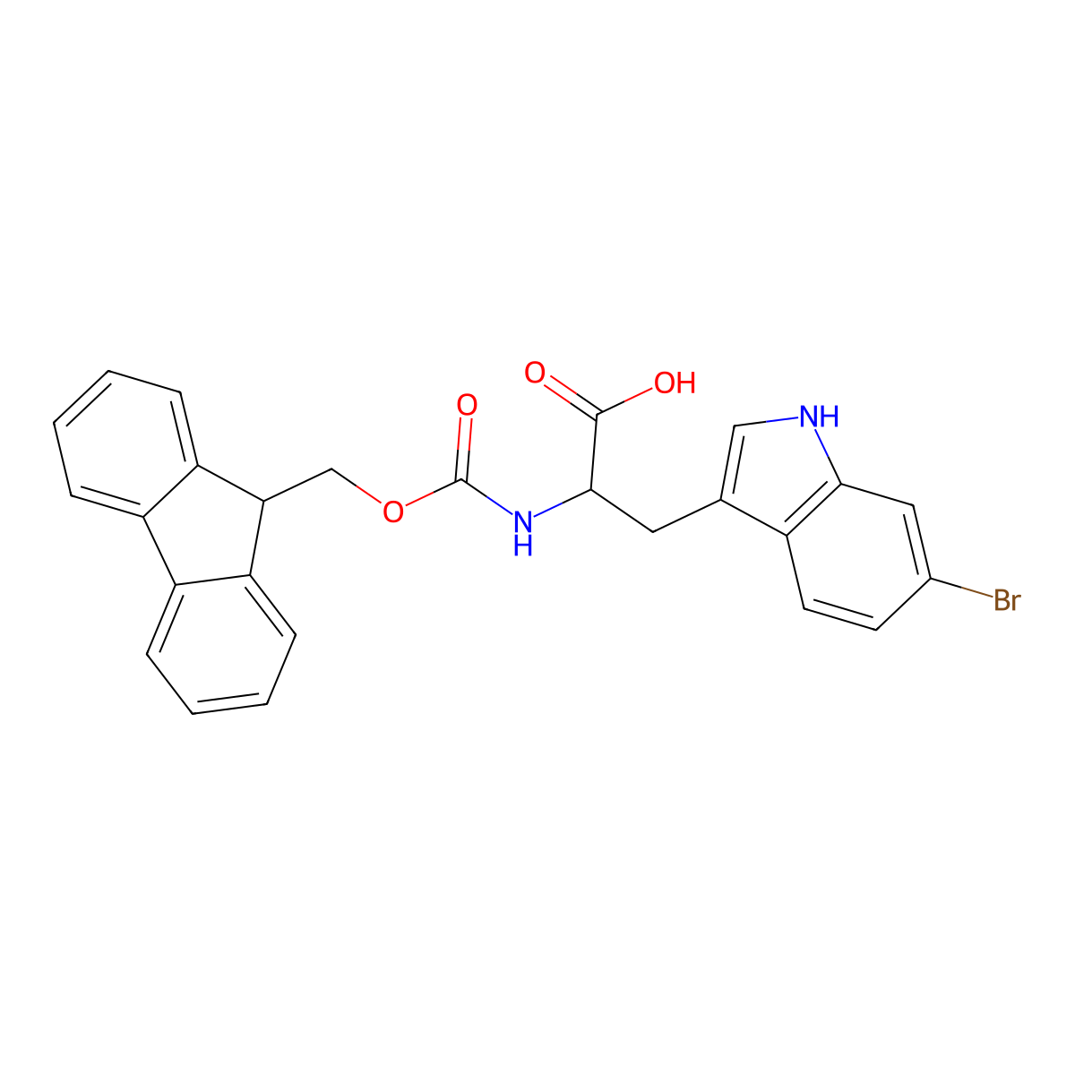 (S)-2-((((9H-fluoren-9-yl)methoxy)carbonyl)amino)-3-(6-bromo-1H-indol-3-yl)propanoic acid molecular structure, CAS 2201944-69-4