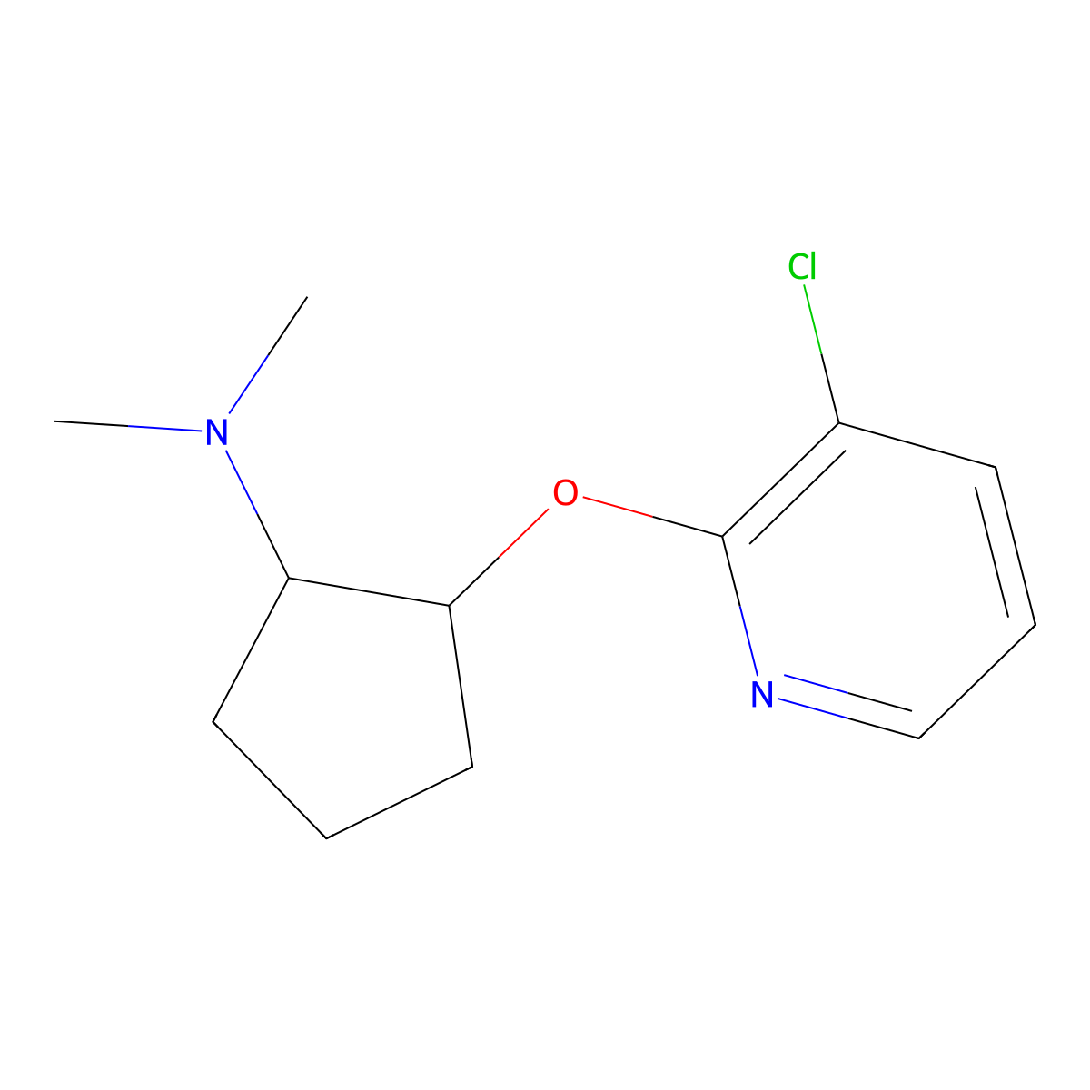2-[(3-chloropyridin-2-yl)oxy]-N,N-dimethylcyclopentan-1-amine molecular structure, CAS 2201953-34-4