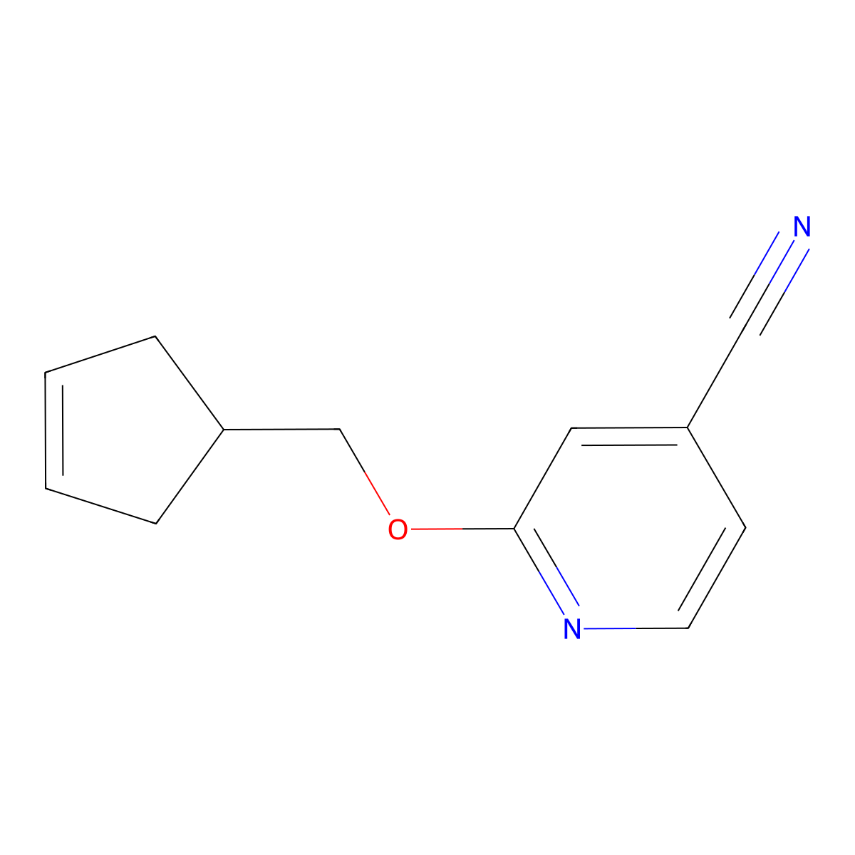 2-[(Cyclopent-3-en-1-yl)methoxy]pyridine-4-carbonitrile molecular structure, CAS 2201954-46-1