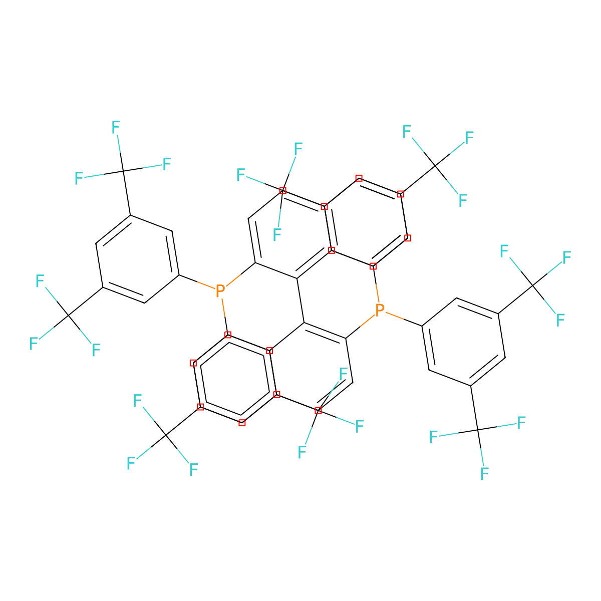 [1-[2-Bis[3,5-bis(trifluoromethyl)phenyl]phosphanylnaphthalen-1-yl]naphthalen-2-yl]-bis[3,5-bis(trifluoromethyl)phenyl]phosphane molecular structure, CAS 220196-32-7