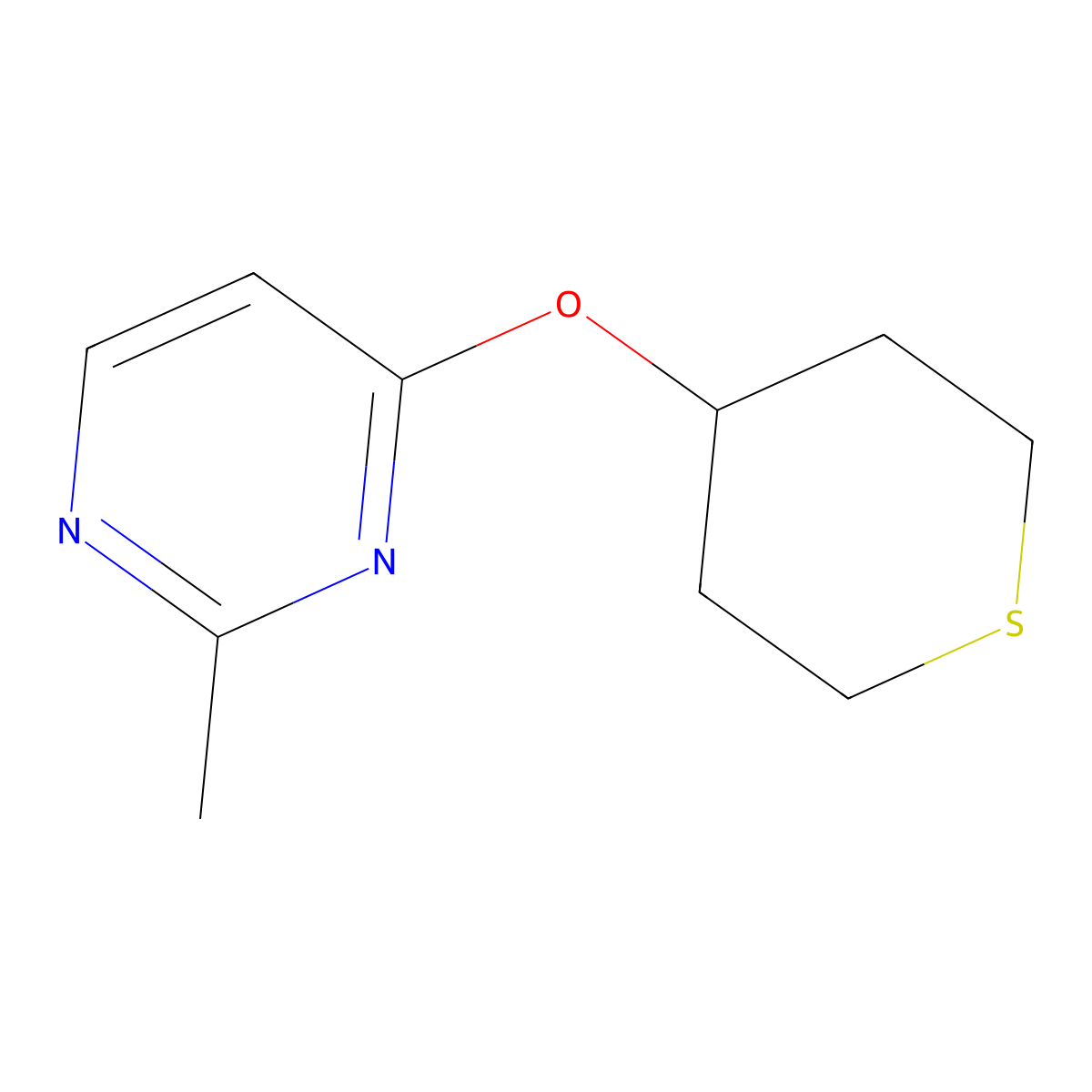 2-Methyl-4-(thian-4-yloxy)pyrimidine molecular structure, CAS 2201995-87-9