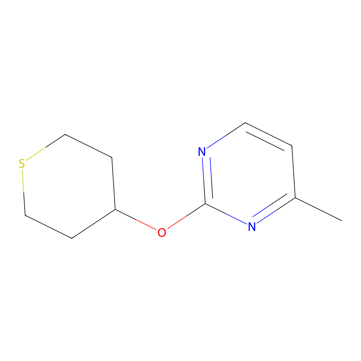 4-Methyl-2-(thian-4-yloxy)pyrimidine molecular structure, CAS 2201995-91-5