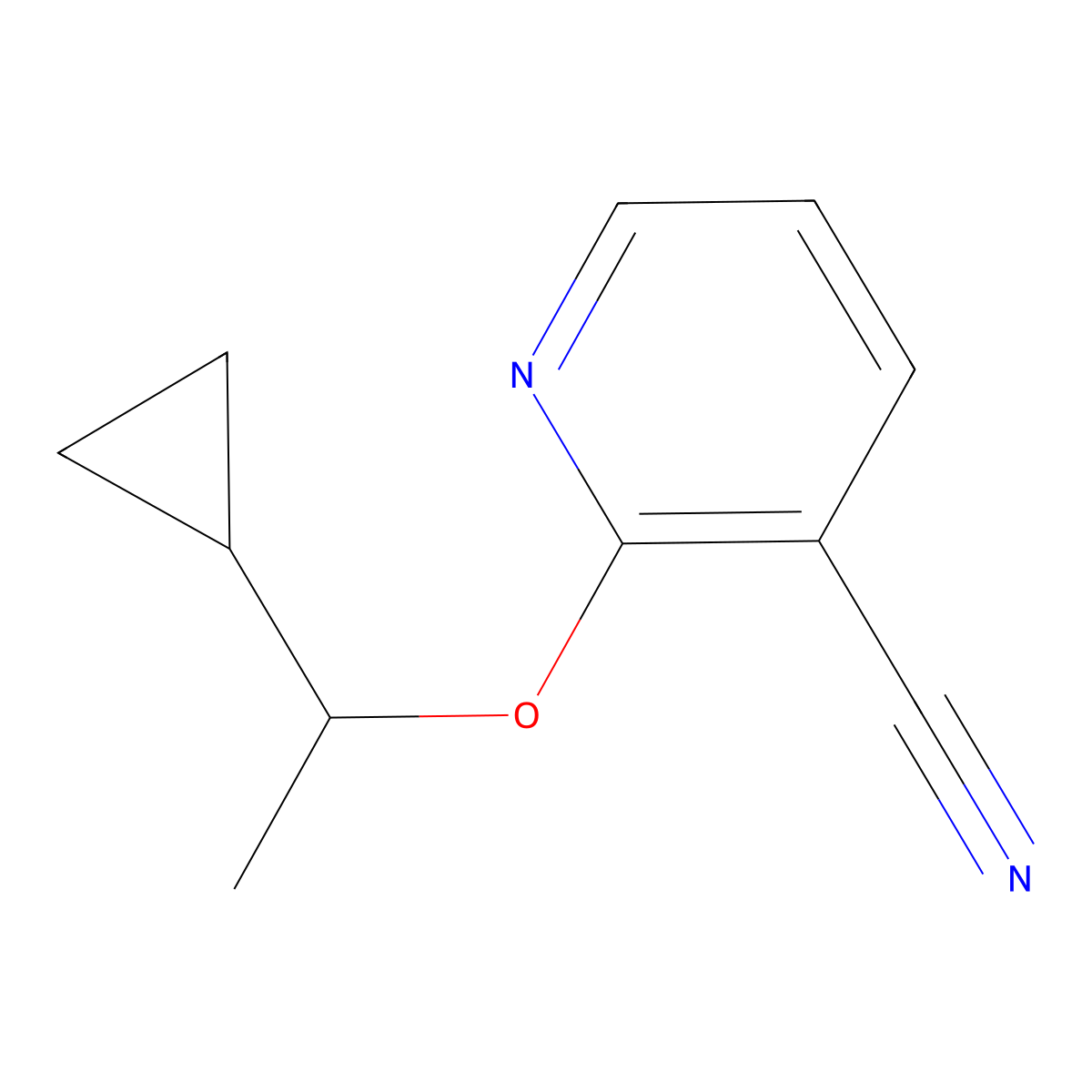 2-(1-Cyclopropylethoxy)pyridine-3-carbonitrile molecular structure, CAS 2201996-07-6
