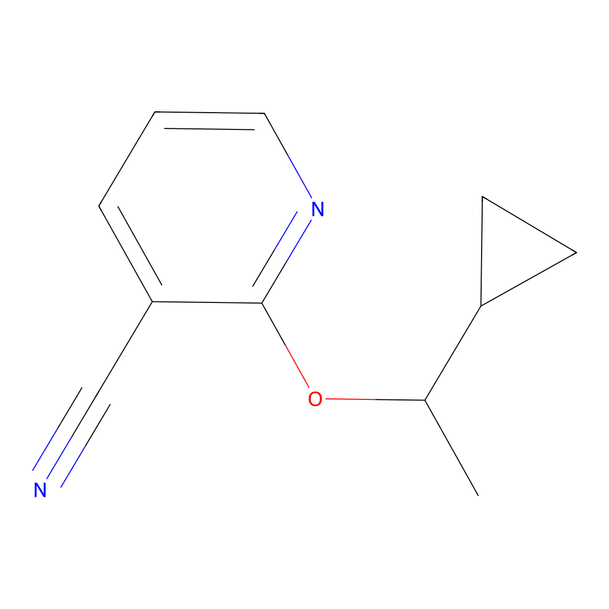 2-(1-Cyclopropylethoxy)pyridine-3-carbonitrile molecular structure, CAS 2201996-07-6