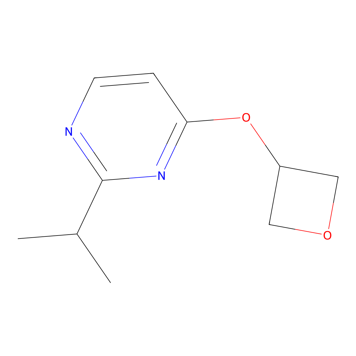 4-(Oxetan-3-yloxy)-2-(propan-2-yl)pyrimidine molecular structure, CAS 2201996-88-3