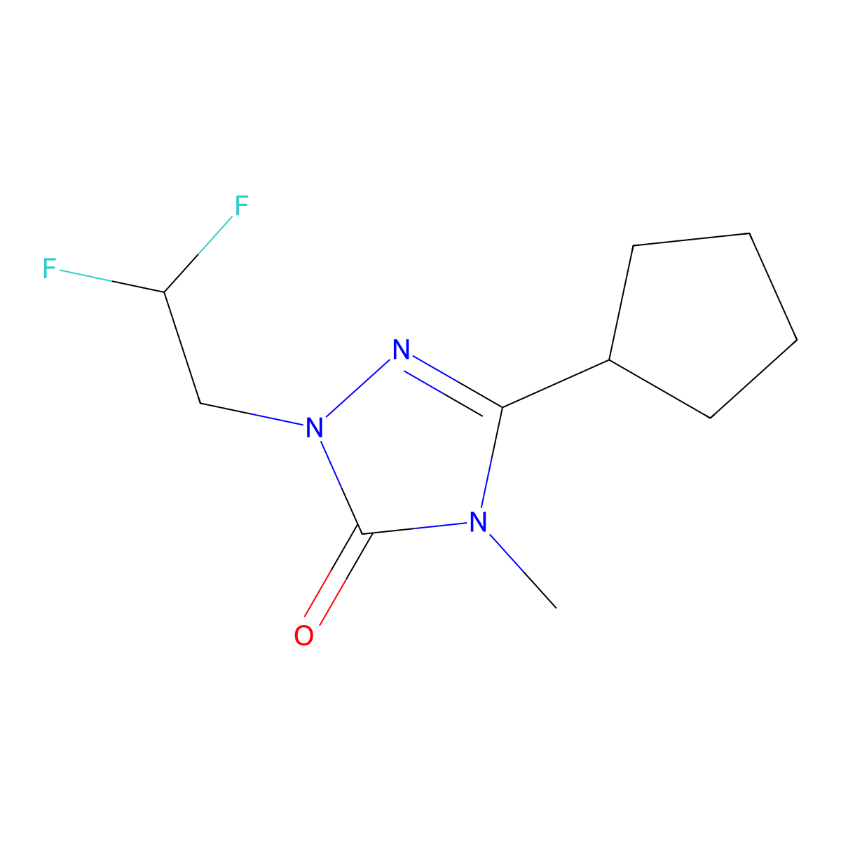 3-cyclopentyl-1-(2,2-difluoroethyl)-4-methyl-4,5-dihydro-1H-1,2,4-triazol-5-one molecular structure, CAS 2201998-32-3