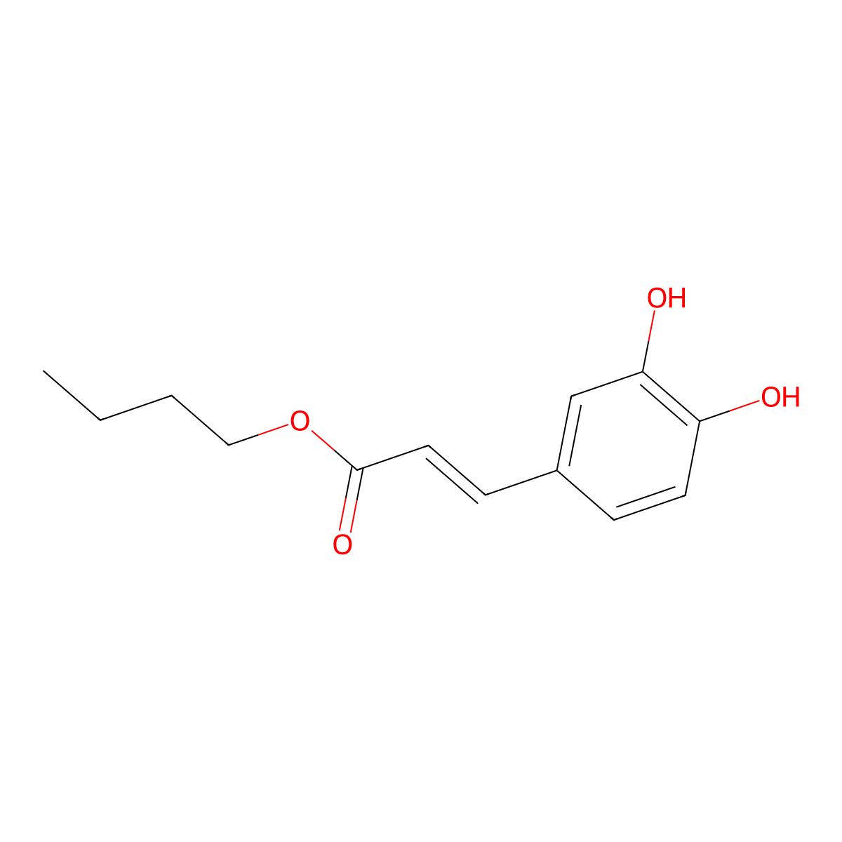 Butyl3-(3,4-dihydroxyphenyl)acrylate molecular structure, CAS 22020-28-6