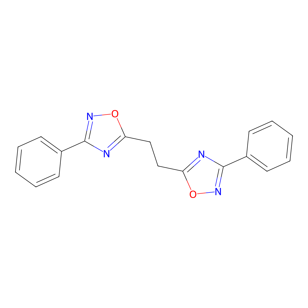 3-Phenyl-5-[2-(3-phenyl-1,2,4-oxadiazol-5-yl)ethyl]-1,2,4-oxadiazole molecular structure, CAS 22020-64-0