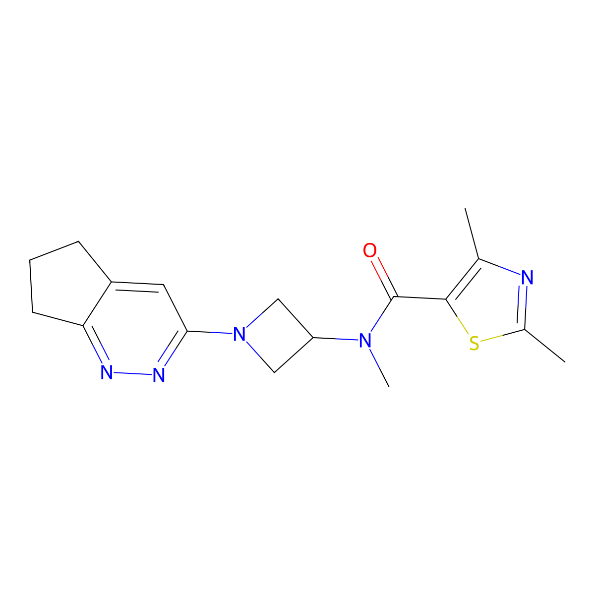 N-(1-{5H,6H,7H-cyclopenta[c]pyridazin-3-yl}azetidin-3-yl)-N,2,4-trimethyl-1,3-thiazole-5-carboxamide molecular structure, CAS 2202000-81-3