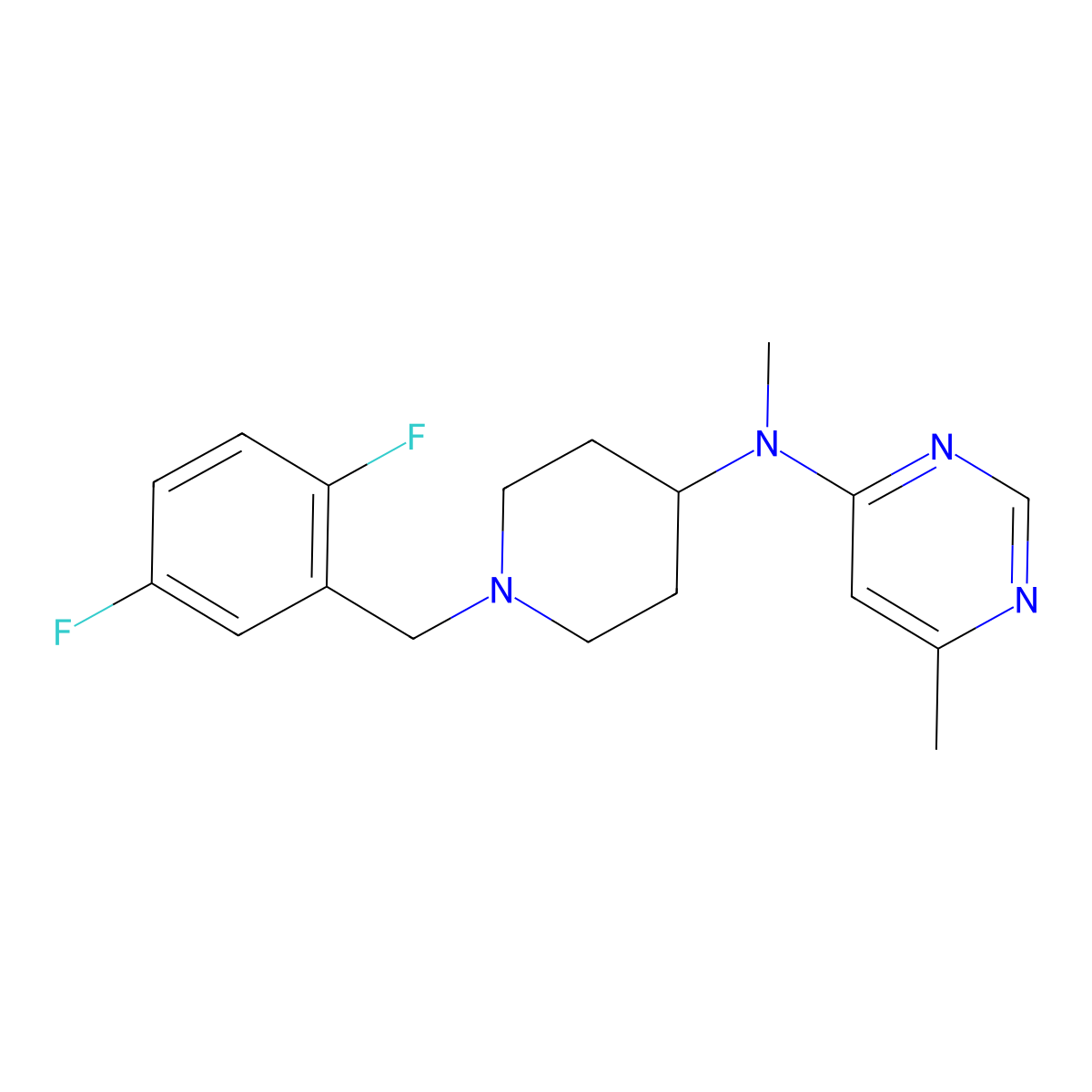 N-{1-[(2,5-difluorophenyl)methyl]piperidin-4-yl}-N,6-dimethylpyrimidin-4-amine molecular structure, CAS 2202002-97-7