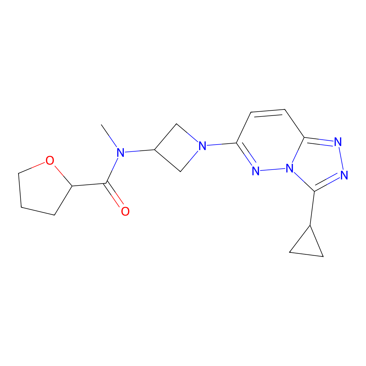 N-(1-{3-cyclopropyl-[1,2,4]triazolo[4,3-b]pyridazin-6-yl}azetidin-3-yl)-N-methyloxolane-2-carboxamide molecular structure, CAS 2202003-04-9