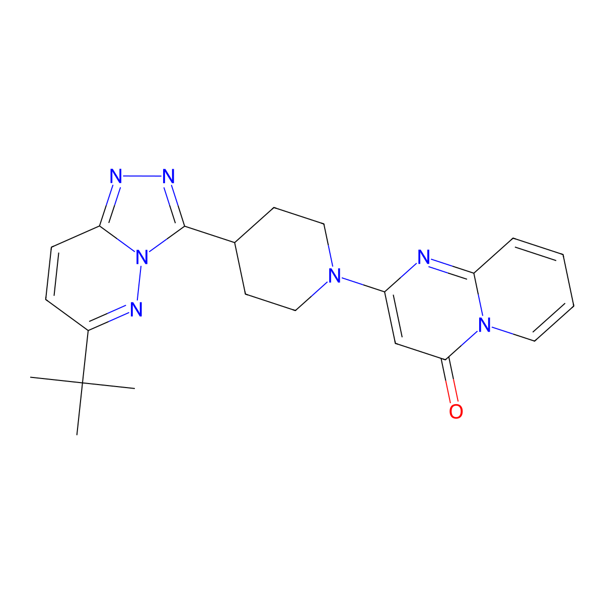 2-(4-{6-tert-butyl-[1,2,4]triazolo[4,3-b]pyridazin-3-yl}piperidin-1-yl)-4H-pyrido[1,2-a]pyrimidin-4-one molecular structure, CAS 2202003-75-4