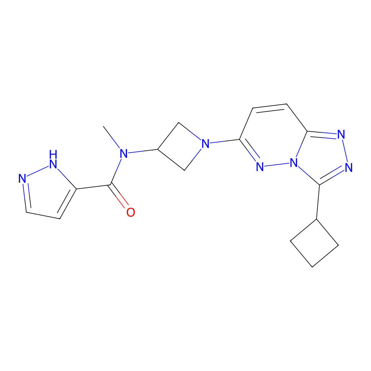 N-(1-{3-cyclobutyl-[1,2,4]triazolo[4,3-b]pyridazin-6-yl}azetidin-3-yl)-N-methyl-1H-pyrazole-3-carboxamide molecular structure, CAS 2202004-67-7