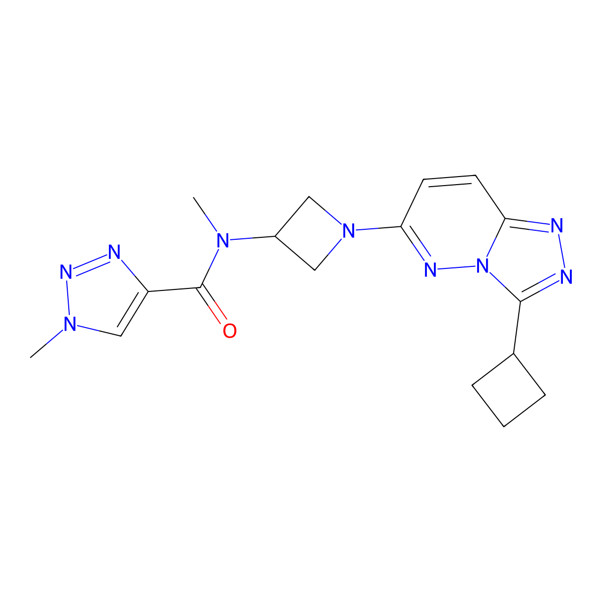 N-(1-{3-cyclobutyl-[1,2,4]triazolo[4,3-b]pyridazin-6-yl}azetidin-3-yl)-N,1-dimethyl-1H-1,2,3-triazole-4-carboxamide molecular structure, CAS 2202006-06-0