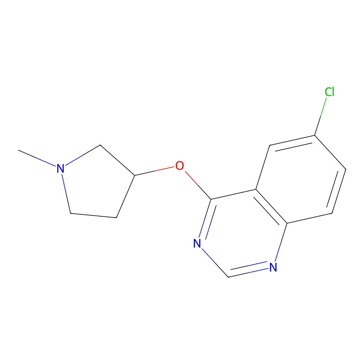 6-Chloro-4-[(1-methylpyrrolidin-3-yl)oxy]quinazoline molecular structure, CAS 2202037-14-5
