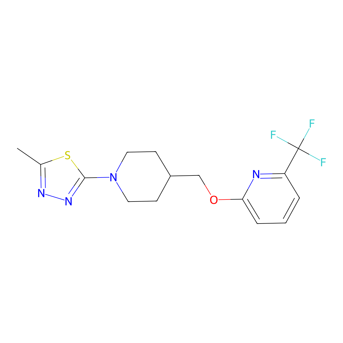 2-{[1-(5-Methyl-1,3,4-thiadiazol-2-yl)piperidin-4-yl]methoxy}-6-(trifluoromethyl)pyridine molecular structure, CAS 2202037-16-7