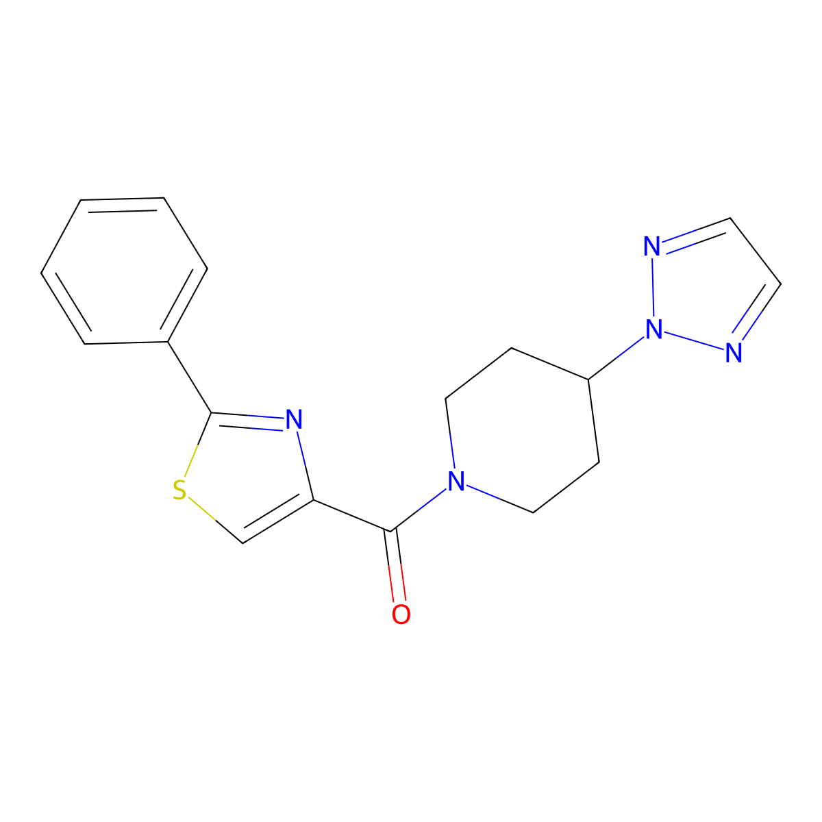 (4-(2H-1,2,3-triazol-2-yl)piperidin-1-yl)(2-phenylthiazol-4-yl)methanone molecular structure, CAS 2202041-57-2