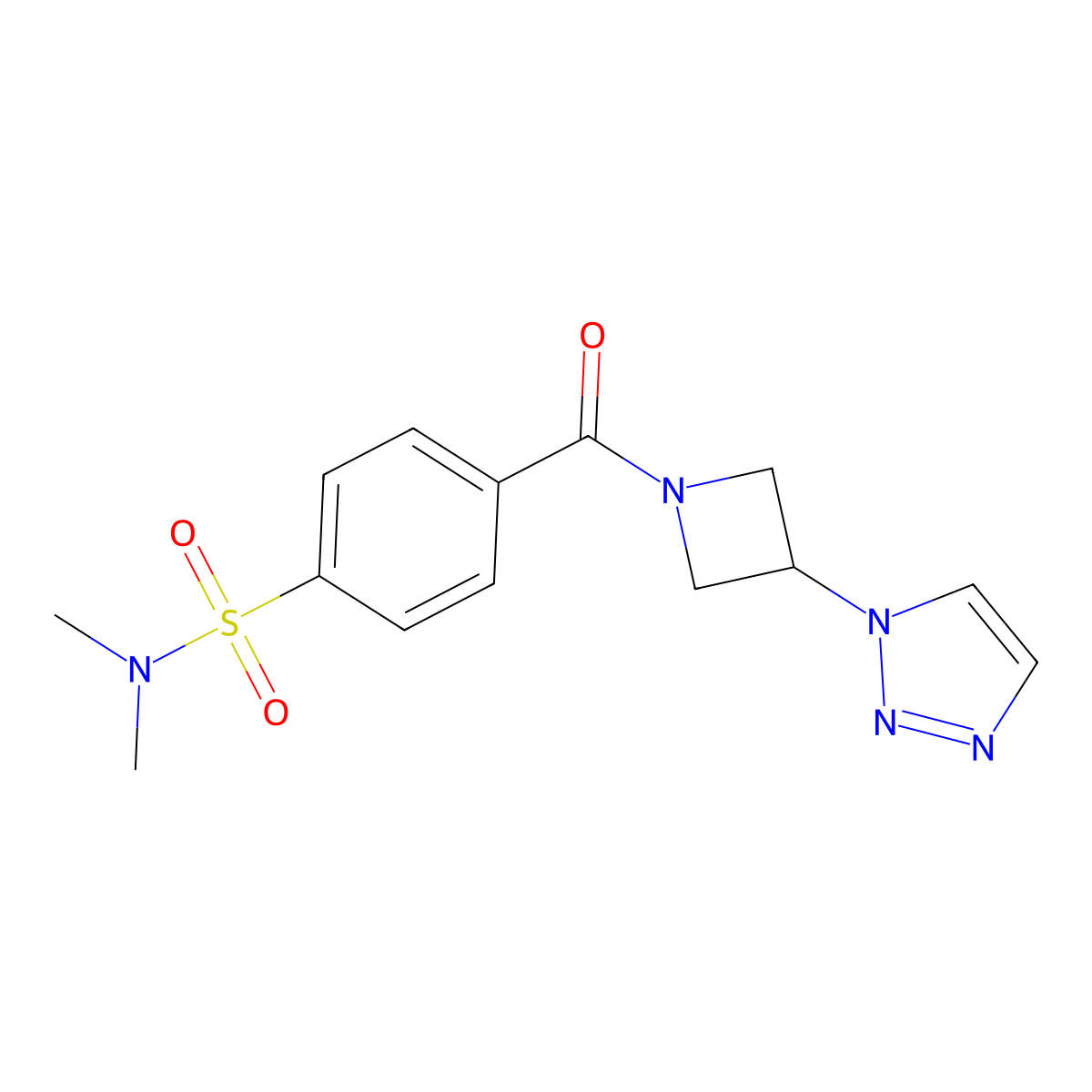 4-(3-(1H-1,2,3-triazol-1-yl)azetidine-1-carbonyl)-N,N-dimethylbenzenesulfonamide molecular structure, CAS 2202041-66-3