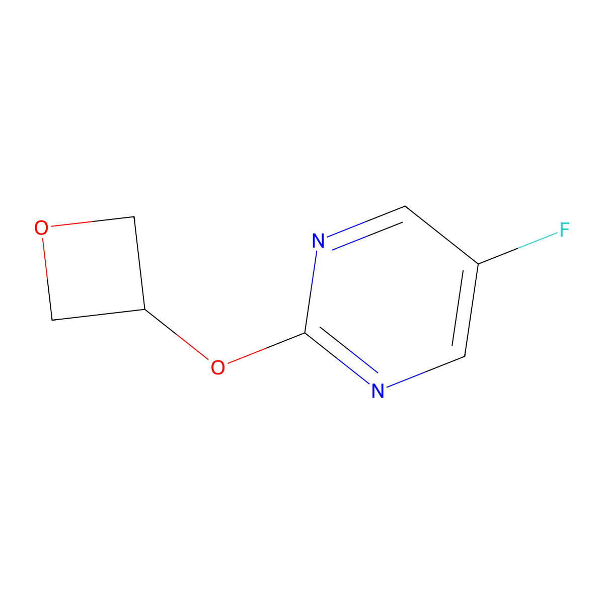 5-Fluoro-2-(oxetan-3-yloxy)pyrimidine molecular structure, CAS 2202045-52-9